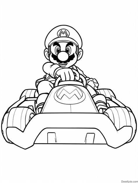 Mario Kart Coloring Page Check more at https://doodlydo.com/mario-kart-coloring-page/ Cartoon Flash, Camp Projects, Car Tattoos, Cars Coloring Pages, Lion Guard, Mario Party, Mario Kart, Star Tattoos, Go Kart