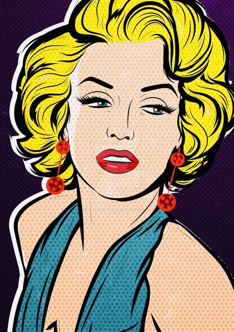 Marilyn Monroe Painting Pop Art, Comic Portrait Pop Art, Self Portrait Pop Art, Marilyn Monroe Pop Art Vintage, Pop Art Self Portraits, Art Ideas To Draw, Pop Art Painting Ideas, Marilyn Monroe Illustration, Pop Art Ideas