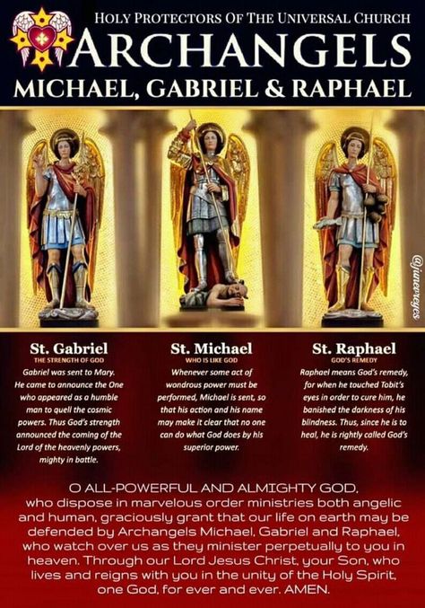 The Three Archangels, Feast Of The Archangels, Three Archangels, Arc Angels, Archangel Sandalphon, The Archangels, Archangel Prayers, Saint Gabriel, Gods Strength