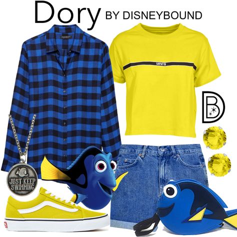 DisneyBound - Dory Finding Nemo Outfit, Finding Nemo Characters, Disney Themed Outfits, Disney Inspired Fashion, Character Inspired Outfits, Nike Pro Women, Disney Bound Outfits, Disney Inspired Outfits, Disney Artwork