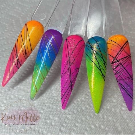 Neon Nail Art Designs, Spider Gel, Neon Nail Art, Neon Nail Designs, Art Deco Nails, Nails Art Designs, Cute Nail Art Designs, Nail Art Designs Summer, Neon Nails