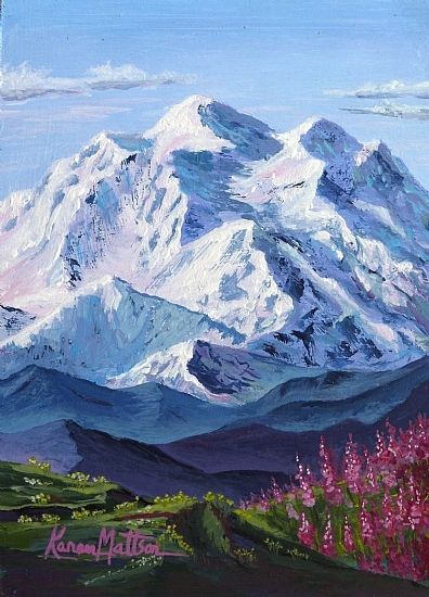 Denali Fireweed Hill by Karen Mattson Acrylic ~ 7 x 5 Easy Easter Crafts For Adults, Art Deco Website, Alaska Painting, Beginner Painting On Canvas, Crafts To Do At Home, Alaska Art, Easter Crafts For Adults, Canvas For Beginners, Easy Easter Crafts