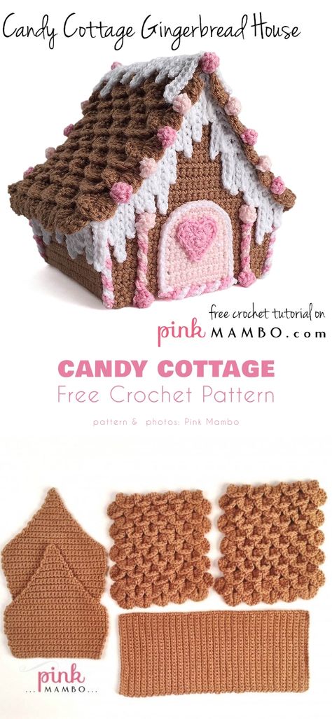 Gingerbread House Patterns, Crochet Xmas, Crochet Christmas Decorations, Crochet Ornaments, Crochet Decoration, Holiday Crochet, Crochet Christmas Ornaments, Christmas Crochet Patterns, Fun Crochet Projects