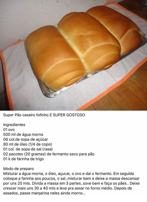 Brazilian Food, Bread Recipes Homemade, Bread Recipes, Breakfast Recipes, Food And Drink, Easy Meals, Chef, Pasta, Cafe