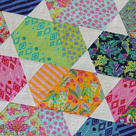 Tula Pink Tabby Road Quilts, Tula Pink Quilt Patterns, Painting Denim, Tula Pink Quilt, Jaybird Quilts, Curiouser And Curiouser, Pink Quilt, Snowman Quilt, Quilt Display