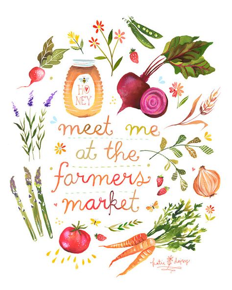 Etsy Love- thewheatfield Sketch Note, Watercolor Quote, 11x14 Print, Farmer's Market, Back To Nature, 8x10 Print, Food Illustrations, Organic Recipes, Art Paint