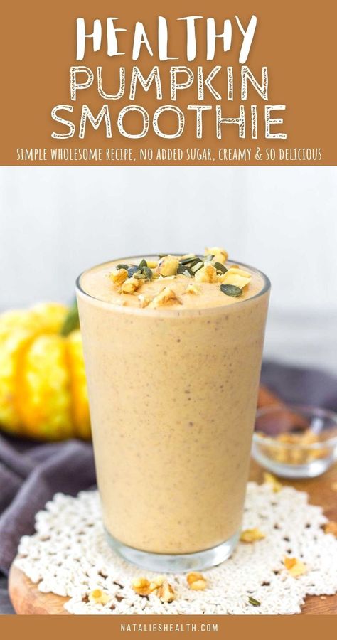 Thick, creamy, and full of seasonal flavors, this Pumpkin Smoothie is such a treat perfect for mornings. It's loaded with beautiful pumpkin puree, walnuts, and spices and doesn't have added sugars. ------ #pumpkin #pumpkinpuree #pumpkinpiespice #pumpkinspice #pumpkinsmoothie #smoothie #smoothierecipe #healthysmoothie #breakfast #healthybreakfast #brekfastideas Pumpkin Spice Smoothie Healthy, Healthy Pumpkin Smoothie, Pumpkin Smoothie Healthy, Pie Milkshake, Pumpkin Smoothie Recipe, Healthy Pumpkin Pie, Fall Smoothies, Pumpkin Spice Smoothie, Pumpkin Puree Recipes