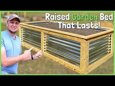 (1689) How To Build A Large Raised Garden Bed Out of Wood and Corrugated Steel! - YouTube Tin Garden Boxes, Low Maintenance Raised Garden Beds, Cost Effective Raised Garden Beds, Corrugated Metal Garden Bed, How To Make Raised Garden Beds, Wood Raised Beds, Corrugated Garden Beds, Corrugated Metal Raised Garden Beds, Large Raised Garden Beds