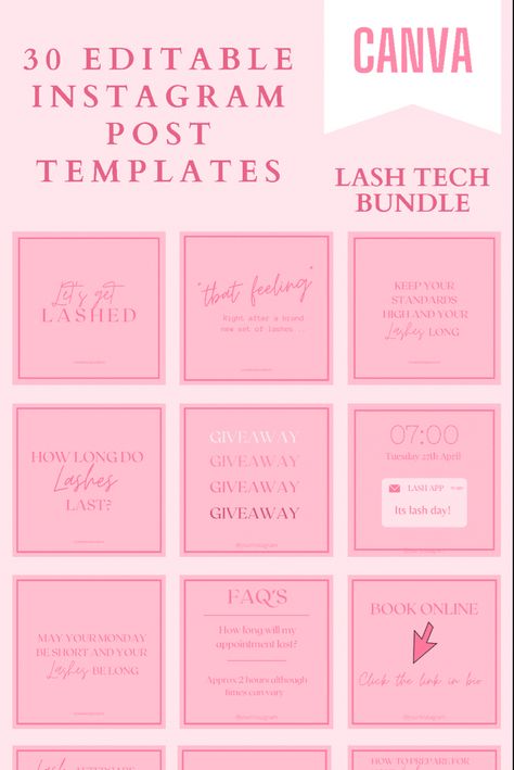 Pink Instagram Post, Lash Posts, Tech Instagram Post, Pink Social Media, Beauty Instagram Post, Lash Aftercare, Lash Tech Instagram, Lash Room Ideas, Lash Tips