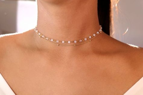 Opal Beaded Choker / Opal Choker / Dainty Opal Choker / - Etsy Canada Beading Party, Gem Stone Necklace, Opal Choker, Wedding Choker Necklace, Choker Gold, Necklace Opal, Dainty Choker, Jewelry Cute, Choker Style Necklace