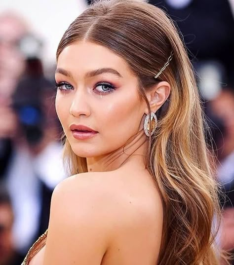 Gigi Hadid Hair Style For Met Gala 2018 by Stylist Laura Polka Gala Hairstyles, Grad Hair, Ball Hairstyles, Formal Hair, Slicked Back Hair, Sleek Hairstyles, Long Straight Hair, Formal Hairstyles, Prom Hairstyles