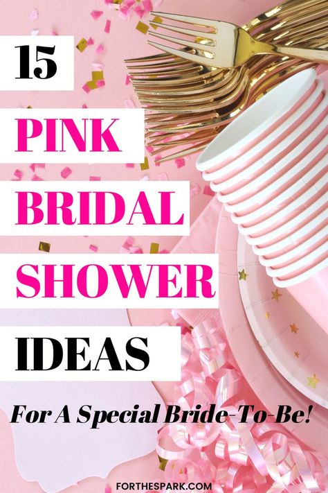 pink bridal shower Pink White Gold Bridal Shower Decor, Pink And Gold Wedding Shower Ideas, Pink Bridal Brunch Decor, Pretty In Pink Shower Ideas, Bridal Shower Pretty In Pink, Bridal Shower Ideas Pink And Gold, Pink And Gold Bridal Shower Decorations, All Pink Bridal Shower Ideas, Pink Bridal Shower Theme Ideas