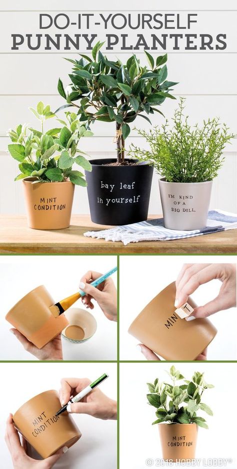 Plant Puns, نباتات منزلية, Painted Plant Pots, Diy Flower Pots, Painted Flower Pots, Diy Simple, Diy Mothers Day Gifts, Pot Designs, Mother's Day Diy