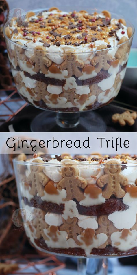 Trifle Bowl Desserts, Gingerbread Trifle, Trifle Cake, Trifle Dessert Recipes, Christmas Trifle, Trifle Recipes, Easy Gingerbread, Cream Caramel, Christmas Baking Recipes