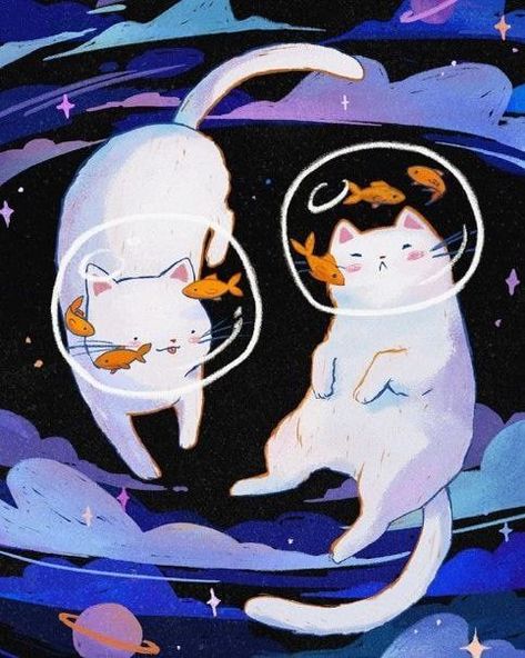 Space Drawings, Leg Injury, Space Stuff, Chill Time, Taking A Break, Space Cat, Cats Illustration, Be Back Soon, Art Inspiration Painting