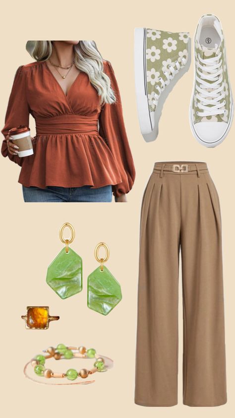 A casual and chic outfit for warm autumn skin tone. Suits pear shaped body. Autumn Skin Tone, Body Shape Outfits, Pear Body Shape Outfits, Autumn Skin, Pear Body, Pear Body Shape, Chic Outfit, Warm Autumn, Body Shape