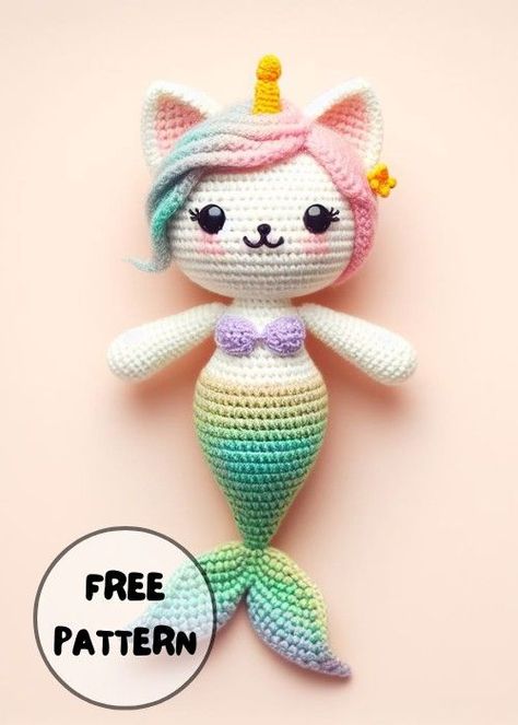 Crochet Cat Mermaid Amigurumi Idea #CrochetIdeas, #CrochetArt Crochet Mermaids Free Patterns, Crochet Mermaid Amigurumi, Mermaid Free Crochet Pattern, Free Crochet Mermaid Pattern, Free Mermaid Crochet Pattern, Crochet Mermaid Doll Free Pattern, Mermaid Amigurumi Free Pattern, Unicorn Crochet Pattern Free, Crochet Mermaid Pattern