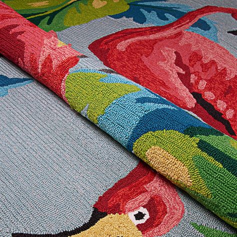 Couristan Rugs, Outside House Colors, Tropical Area Rugs, Outdoor Plastic Rug, Outdoor Patios, Outdoor Runner Rug, Flamingo Print, Home Decor Store, Blue Area