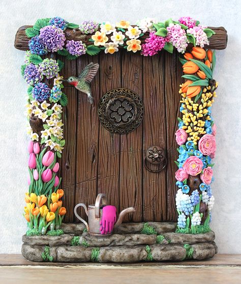 Diy Fairy Door, Fairy Garden Doors, Fairy House Crafts, Clay Fairy, Clay Fairy House, Polymer Clay Fairy, Clay Artist, Fairy House Diy, Fairy Garden Designs