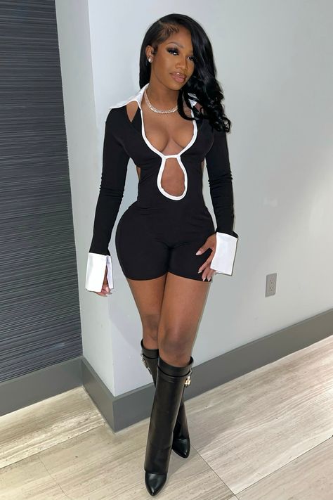 Club Romper Outfit, Romper Outfit Black Women, Romper Outfit Black, Mode Poses, Club Romper, Outfit Black Women, Red And Black Outfits, Fashion Gal, Dropshipping Business