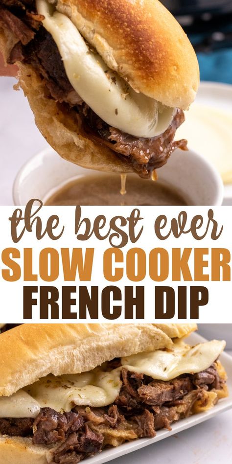 Slow Cooker French Dip Sandwiches, French Dip Sandwich Crockpot, Slow Cooker French Dip, French Dip Recipes, French Dip Crock Pot, Slow Cooker Steak, French Dip Sandwiches, Dip Sandwiches, Slow Cooker Dinner Recipes