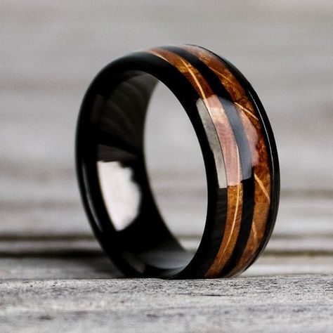 Whiskey Barrel Wedding, Tungsten Carbide Mens Rings, Black Whiskey, Barrel Wedding, Black Diamond Wedding Rings, Wood Ring Box, Black Tungsten Rings, Retail Jewelry, Tungsten Wedding Rings