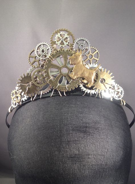 Steampunk High Crown Costume Hats And Headpieces, Steampunk Crown, Gold Steampunk Costume Accessories For Cosplay, Steampunk High Crown Hat, Steampunk Headpiece, Dog Tiara, Senior Crowns, Clothing Inspiration, Steam Punk