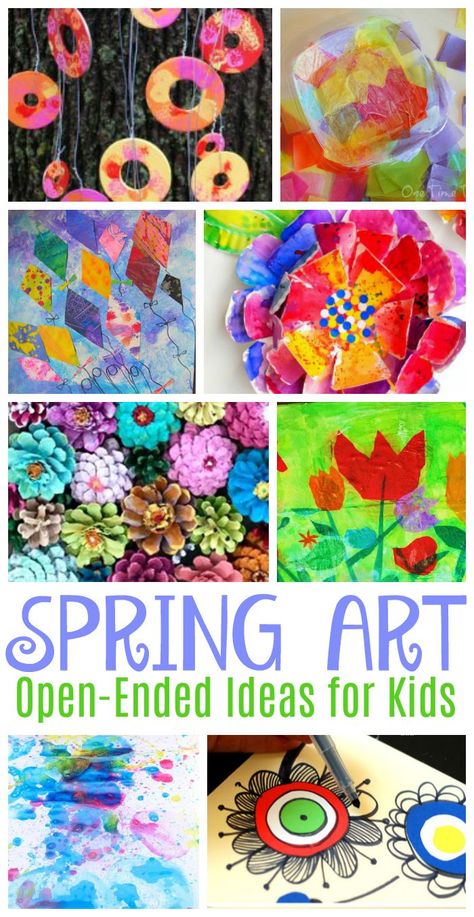 Stunning Spring art projects for kids that are colourful and open-ended enough to inspire creativity and expression in any child! Spring Art Projects For Kids, Spring Kids Art, Process Art Preschool, Open Ended Art, Preschool Art Projects, Spring Art Projects, Kindergarten Art Projects, Art Projects For Kids, Kids At Home