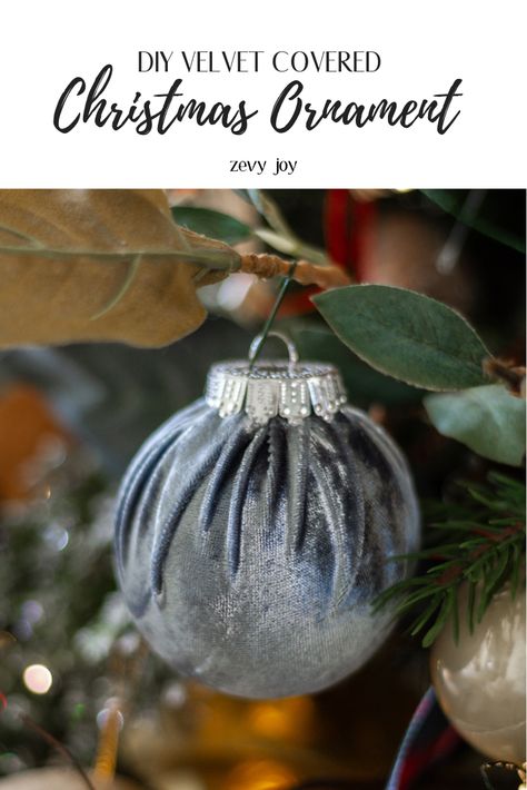 DIY Velvet Covered Christmas Ornaments Cover Ornaments With Fabric, Diy Satin Christmas Ornaments, Fabric Wrapped Ornaments Diy, Diy Goth Ornaments, Velvet Christmas Bulbs, How To Cover Ornaments With Fabric, Fabric Christmas Tree Ornaments Diy, Velvet Baubles Diy, Diy Painting Christmas Ornaments