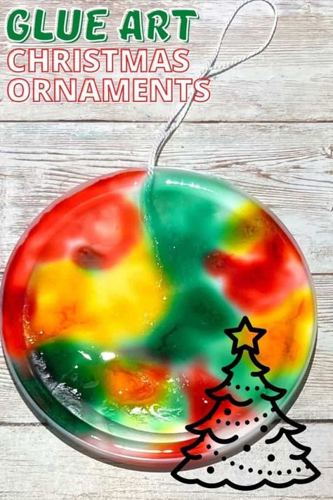 Science Themed Christmas Ornaments, Diy Christmas Ornaments For Kids Bulbs, Upper Elementary Christmas Ornaments, Process Art Christmas Ornaments, Art Class Christmas Ornaments, Elementary Ornament Crafts, Plastic Cup Ornaments Melted Video, Stem Christmas Ornaments, Glue Ornaments Diy