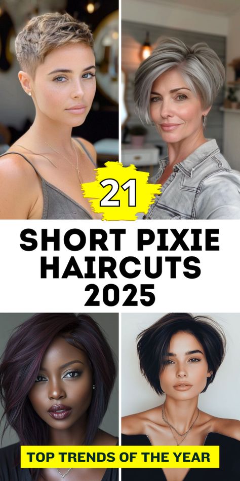 Pixie Hairstyles Round Face For Women, European Pixie Haircut, Short Haircuts For Chubby Women, Latina Pixie Haircut, Bad Pixie Haircut, Curly Hair Pixie Cut Round Faces, Really Short Pixie Haircut, 2025 Short Hair Trends, Short Hair For Thick Hair Round Face