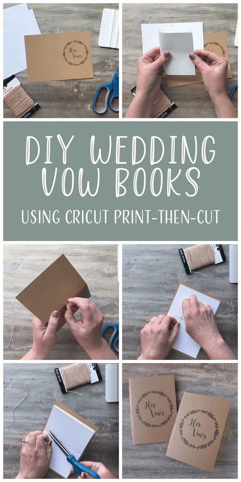 DIY Wedding Vow Books Using Cricut Print-Then-Cut Diy Vow Book, Diy Wedding Vows, Diy Wedding Book, Cricut Print Then Cut, Wedding Vow Renewal Ceremony, Vow Booklet, Diy Your Wedding, Wedding Vow Books, Vow Books