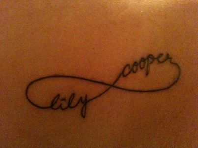 Infinity tattoo with my kid's names... Lover Name Tattoo Ideas, Cooper Tattoo Name, I Finity Tattoo With Names, Infinity With Names Tattoo Designs, Infinity Tattoo Designs With Name And Date, Infinity Symbol Tattoo With Names, Infinity Tattoo With Kids Names On Wrist, Infinity Symbol Tattoo, Flower Tat