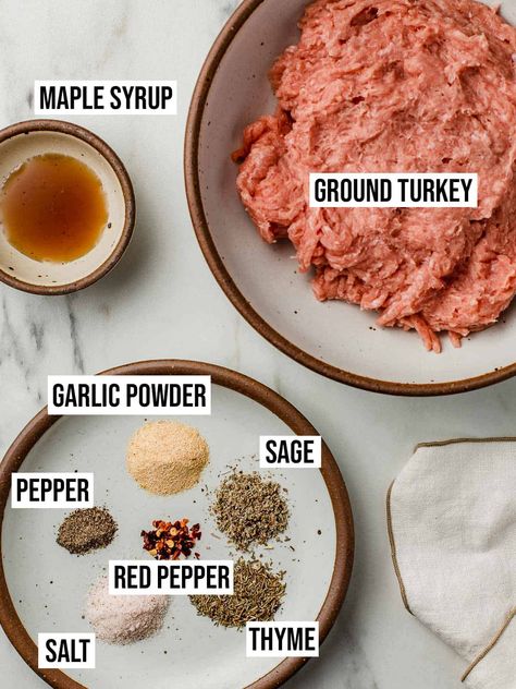 Maple Ground Sausage Recipes, Turkey Sausage Sandwich, Homemade Turkey Italian Sausage, Turkey Sausage Breakfast Bowl, Homemade Ground Turkey Sausage, Ground Turkey For Breakfast, Maple Turkey Sausage, Chicken Maple Sausage Recipe, Ground Turkey Breakfast Sausage Recipes