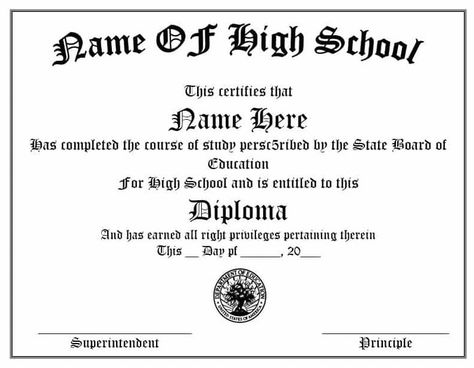 13+ High School Diploma Templates [FREE Blank Printables] Free High School Diploma, Fake High School Diploma, Homeschool Diploma, Diploma Design, Graduation Certificate Template, High School Transcript, Doctors Note Template, School Diploma, School Certificates