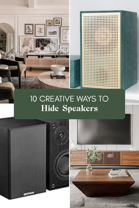 Looking to keep your living room sleek while enjoying great sound? Discover these 10 creative ways to hide speakers without compromising on style! From clever furniture arrangements to innovative decor tricks, we've got you covered. Imagine seamlessly integrating audio into your aesthetic, with solutions ranging from stylish shelves to hidden compartments that blend with your interior design. Say goodbye to bulky speakers taking center stage! Learn how to enjoy spectacular sound by making your speakers disappear, keeping your space uncluttered and appealing. Floorstanding Speakers Living Room, Tv Stand With Speaker Space, Tower Speakers Living Room, Hide Subwoofer, Tv Speakers Living Room, Sound System Living Room, Surround Sound Living Room, Speakers Aesthetic, Speaker Aesthetic