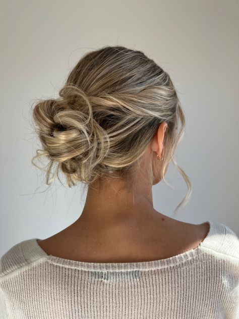 Bridal updo hairstyle Deb Hairstyles Bun, Bun Hairstyles Formal, Formal Hair Bun, Deb Hairstyles, Under Shaved Hair, Debs Hairstyles, Hair Updos Easy, Formal Bun, Updos Easy