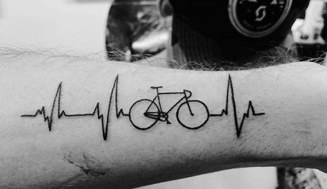 Tattoo Bike, Cycling Tattoo, Mountain Bike Tattoo, Diy Tattoo Permanent, Best Tattoo Ever, Bicycle Tattoo, Tattoo Diy, Heartbeat Tattoo, Bike Tattoos