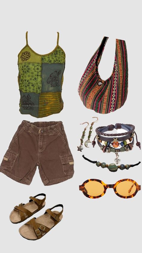 #hippie#starterpack#summer Beachy Hippie Outfits, Beach Hippie Outfit, Tropical Vacay Outfits, Hippie Beach Outfit, Beachy Boho Outfits, Boho Hippie Outfits, Hippie Fits, Beach Hippie, Hippie Summer