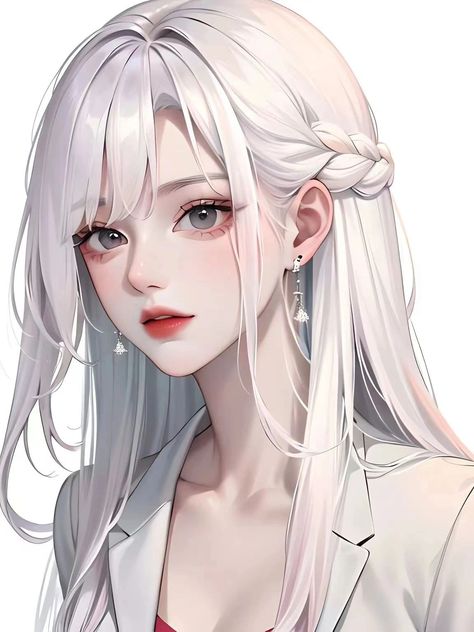 Girl Pp, The White Princess, Icon Pp, Anime Pp, Anime Ocs, Pp Anime, Anime Canvas, Hair Painting, Cute Profile Pictures