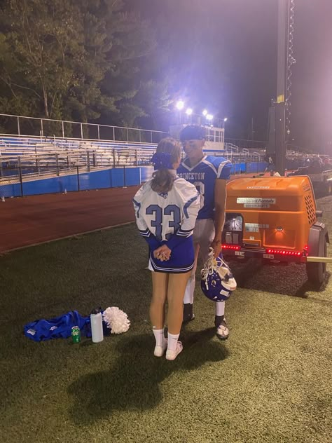 Cheerleader Gf And Football Bf, Soccer And Cheerleader Couple, Football And Cheer Couple Poses, Hs Cheer Pictures, Cheer Pictures Hairstyles, Football Cheer Couples, Cheer Gf And Football Bf, Fb Cheer Couple, Cheer And Football Couples