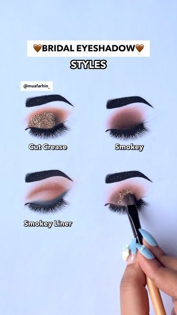 2023 Eyeshadow, Bridal Eyeshadow, Bridal Makeup Videos, Party Eye Makeup, Eye Make Up Videos, Blue Eye Makeup Tutorial, Eyeshadow Styles, Bridal Makeup Tutorial, Beginners Eye Makeup