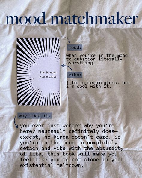 book matchmaker: 4 books to match your mood #ad prime big deal days are here and i’ve teamed up with @amazonbooks to bring you 4 perfect reads to match your current mood! whether you’re in an existential spiral, feeling dramatic, or just craving something totally out there, i’ve got a book for every mood (okay, only four moods, but hey, it’s a start!) you can get up to 50% off thousands of print books and up to 80% off thousands of ebooks, both over 4+ stars! tap the link in my bio to se... Good Short Books To Read, Weird Book Recommendations, Mxm Book Recommendations, Old Books Recommendation, Queer Books To Read, Ya Book Recommendations, Classic Books To Read, Existentialism Books, Spicy Lgbtq Books