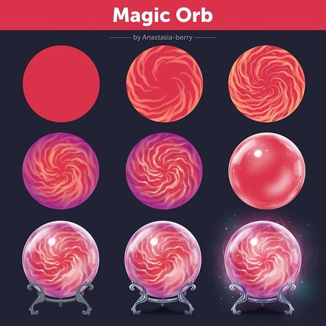 Magic Orb. Tutorial | Patreon Orb Drawing, Purple Creature, Magic Orb, City Reference, Magic Tutorial, Fantasy Concept, Digital Art Beginner, Reference Drawing, Coloring Tutorial