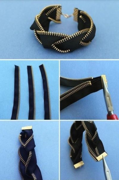 DIY bracelet Zipper Bracelet, Diy Step, Zipper Crafts, Zipper Jewelry, Diva Design, Diy Jewelry Holder, Diy Braids, Jewelry Organizer Diy, Fashion Diva