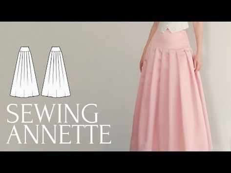 (314) Easy Pleated Skirt with High-Waisted Yoke Sewing Tutorial + Sewing Pattern - YouTube Long Pleated Skirt Pattern, High Waisted Pleated Skirt Pattern, Skirt Pleated Pattern, Yoke Waist Skirt Pattern, Short Pleated Skirt Sewing Pattern, Pleated Skirt Sewing Pattern, Pleated Skirt With Yoke Pattern, Pleated Skirt Sewing, Pleated Pattern