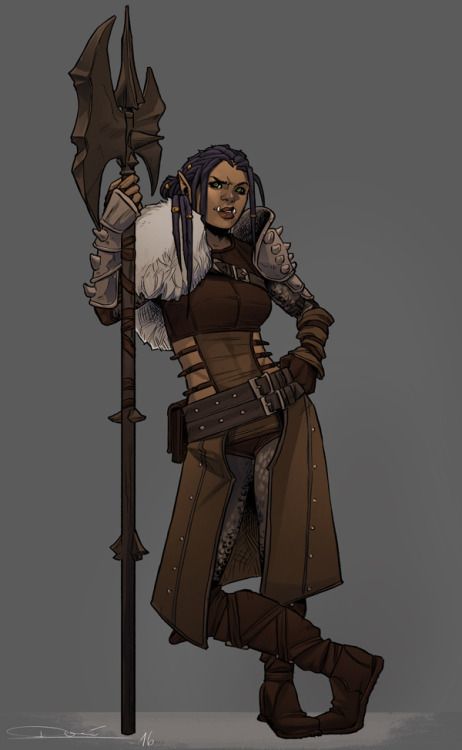 curvesandtusks: “ commish: Bahgtra by toherrys ” Women References, Half Orc Barbarian, Female Orc, Half Orc, Outfit Art, Dimension 20, Male Character, Fantasy Races, Dungeons And Dragons Characters