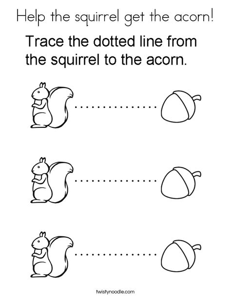 Help the squirrel get the acorn Coloring Page - Twisty Noodle A Is For Acorn Preschool, Squirell Crafts Preschool, Acorn Preschool, Acorn Worksheets Preschool, Squirrel Worksheets Preschool, Preschool Squirrel Activities, Squirrel Activity Preschool, Preschool Squirrel Theme, Squirrel And Acorn Preschool