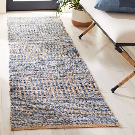 17 Stories Pauleth Handmade Natural/Blue Area Rug & Reviews | Wayfair Cape Cod Rug, Wide Plank Hardwood Floors, Driftwood Coffee Table, Sisal Area Rugs, Sofa Cotton, Flatweave Rug, Bedroom Area Rug, Blue Area Rug, Laurel Foundry Modern Farmhouse