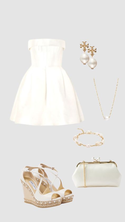 graduation outfit// rehearsal dinner outfit // bridal outfit // white dress// pearl outfit // date night outfit // fancy outfit // church outfit Graduation Dinner Outfit, Fancy Restaurant Outfit, Date Night Outfit Fancy, Rehearsal Dinner Outfit, Pearl Outfit, Graduation Dinner, Rehearsal Dinner Outfits, Outfit Date, Fancy Outfit